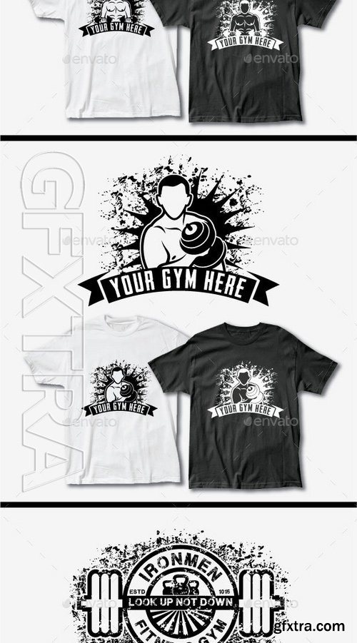 GraphicRiver - 10 Fitness T-Shirt Template Bundle 11958686