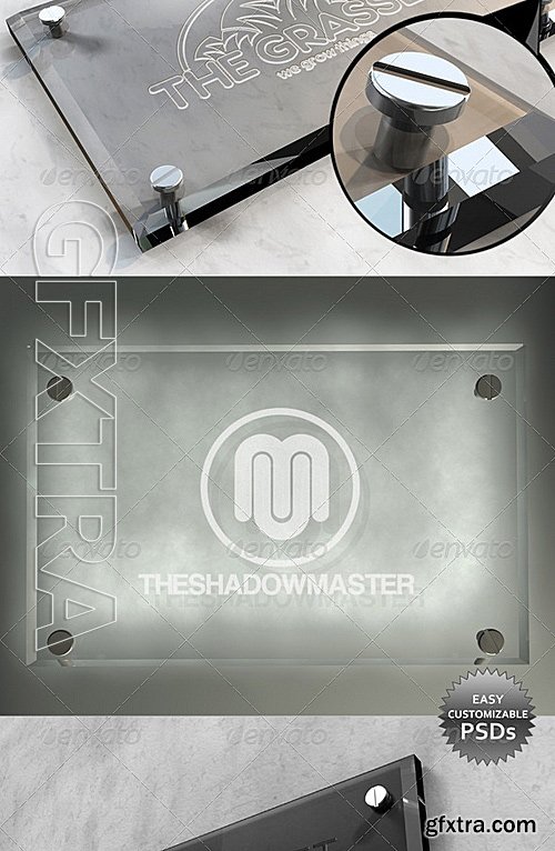 GraphicRiver - 4 Glass Signage Logo Mockups 6655804