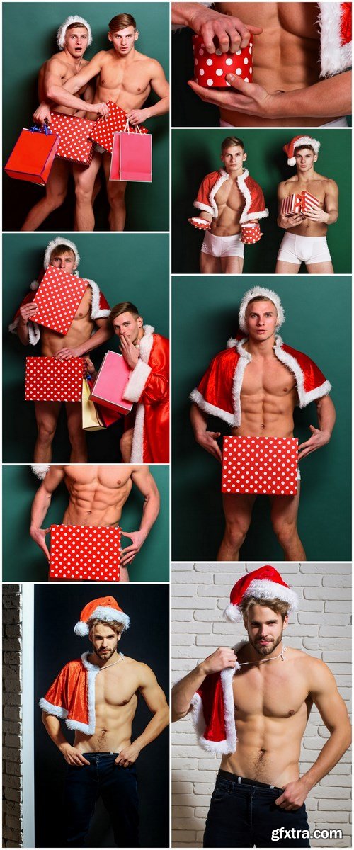 Christmas Sexy Muscular Santa Man - 8 UHQ JPEG Stock Images