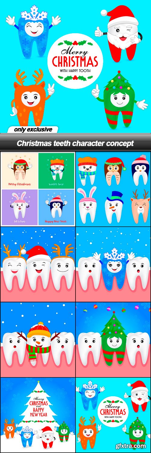 Christmas teeth character concept - 8 EPS