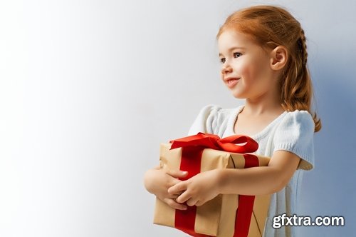 Collection of woman girl with a gift new year christmas surprise package 25 HQ Jpeg