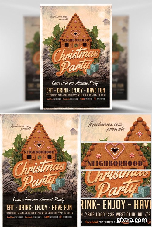 Neighborhood Christmas Party Flyer Template