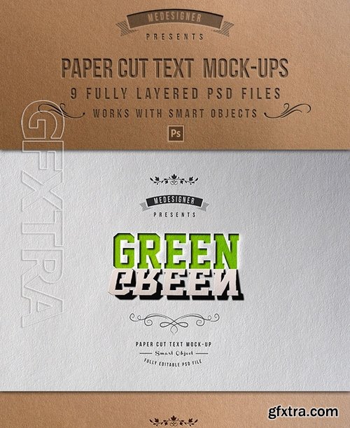 GraphicRiver - Paper Cut Text Mock-Ups 19009260