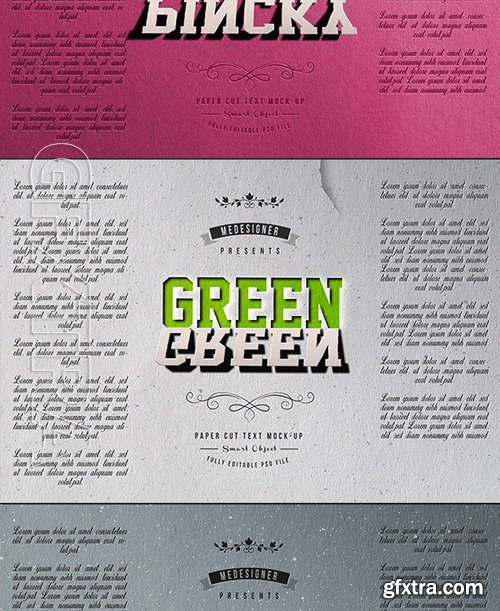 GraphicRiver - Paper Cut Text Mock-Ups 19009260