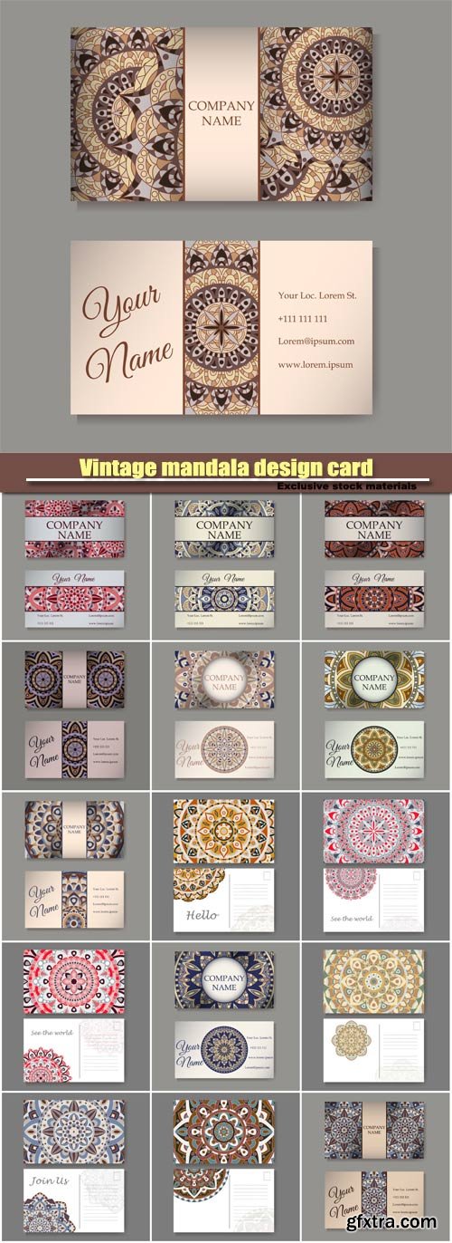 Vintage mandala design card with decorative ornament