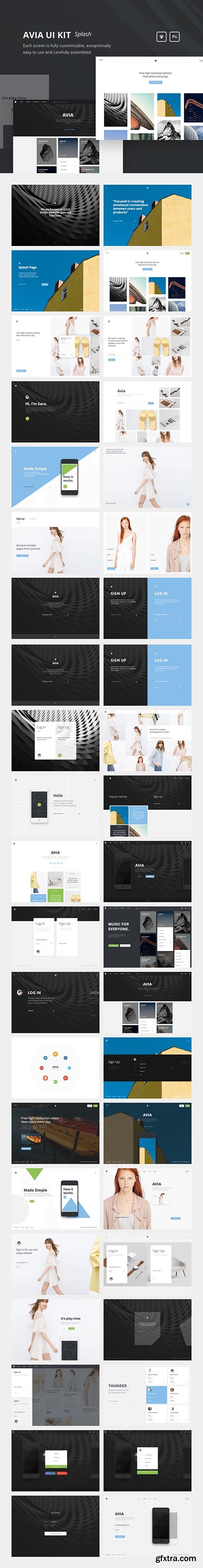 Avia UI Kit: Splash - Beautiful 40 template home page kit