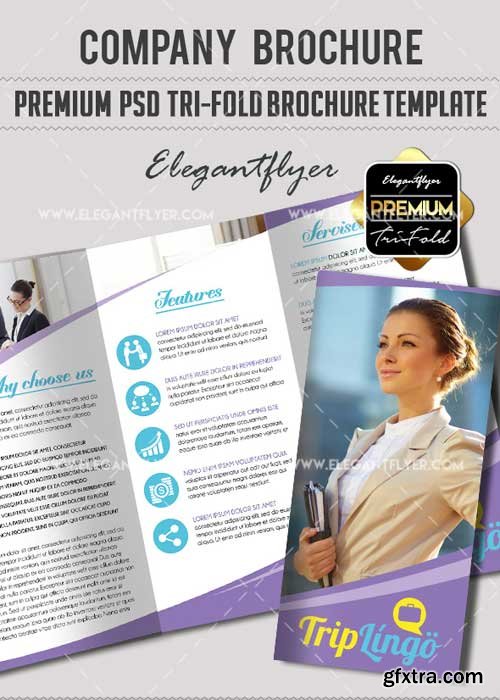 Company V15 Premium Tri-Fold PSD Brochure Template