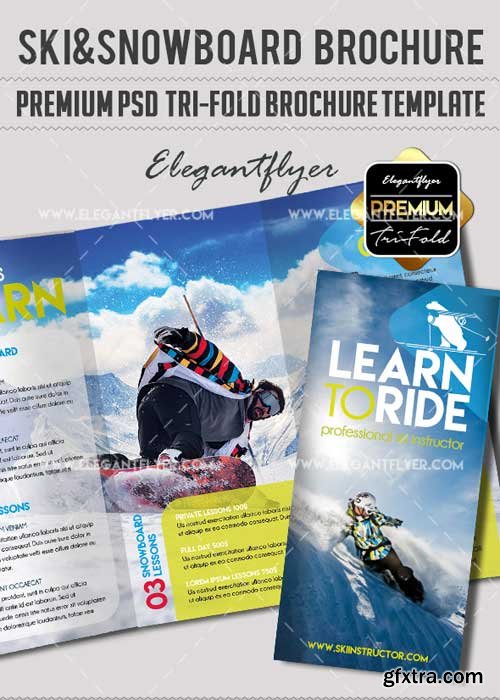 Ski&Snowboard V2 Premium Tri-Fold PSD Brochure Template