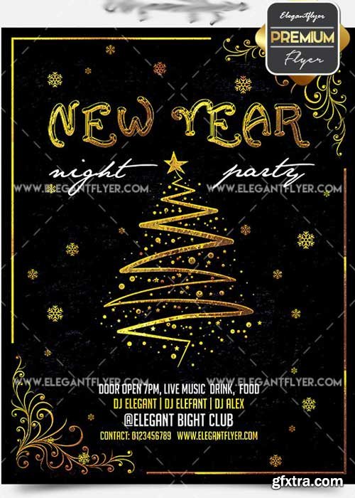 New Year Night V15 Flyer PSD Template + Facebook Cover