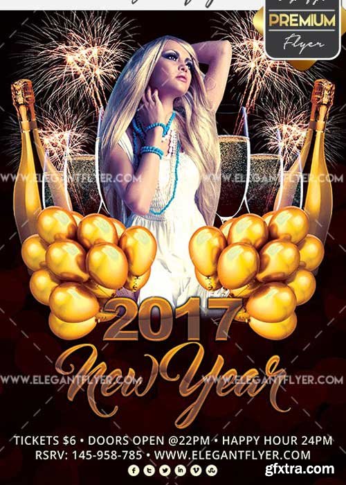 2017 New Year V7 Flyer PSD Template + Facebook Cover