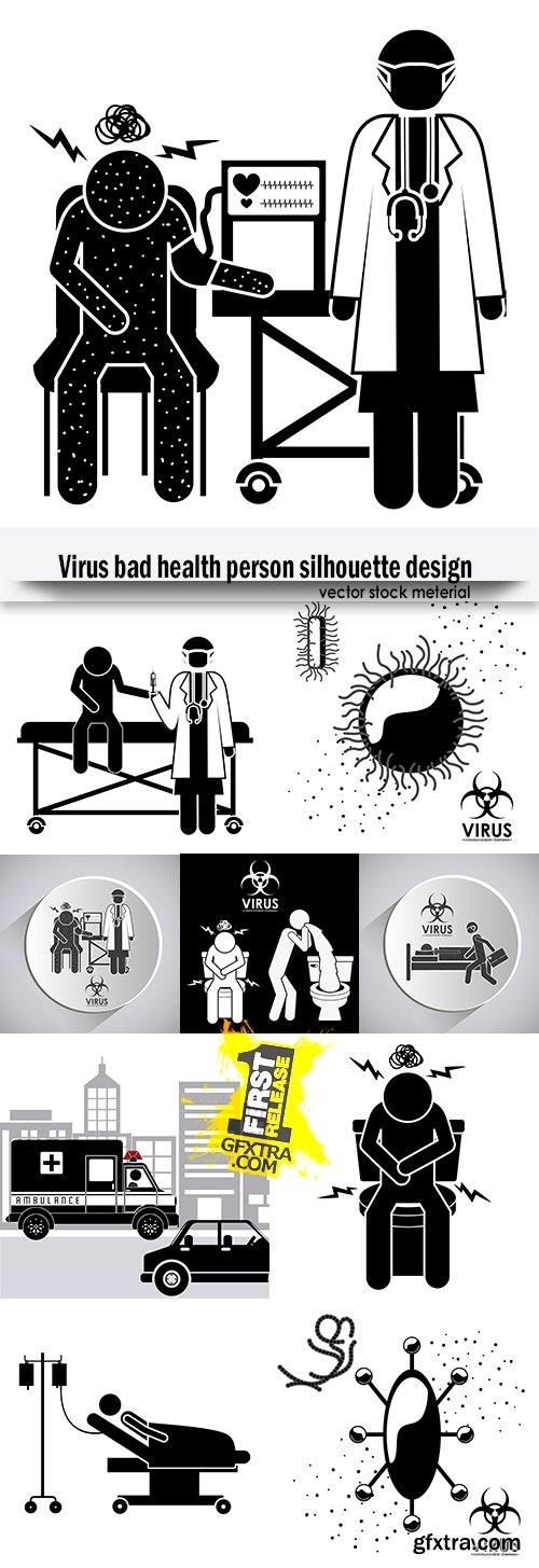 Virus bad health person silhouette design