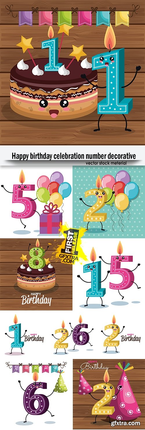 Happy birthday celebration number decorative