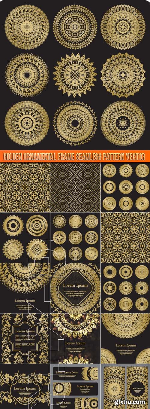 Golden ornamental frame seamless pattern vector