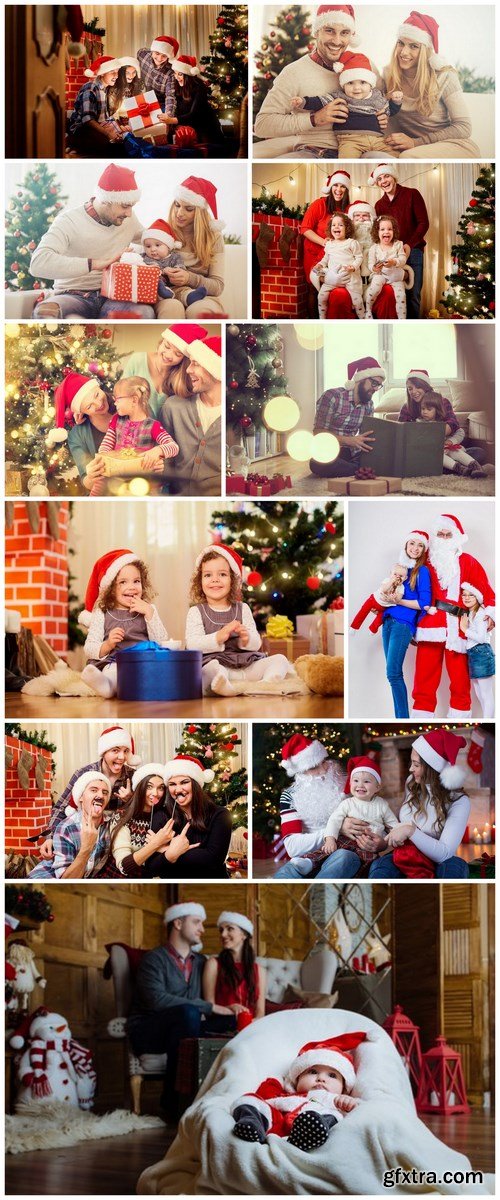 Christmas Photo of a Happy Family - 11 UHQ JPEG Stock Images