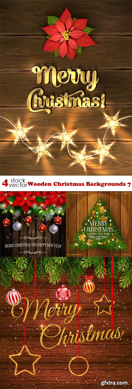 Vectors - Wooden Christmas Backgrounds 7