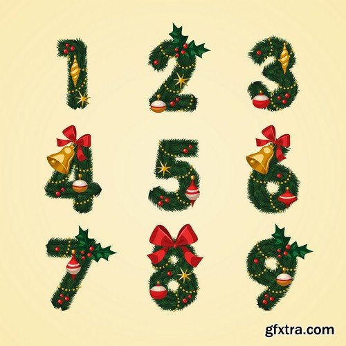 Christmas alphabet 1 - 9 EPS