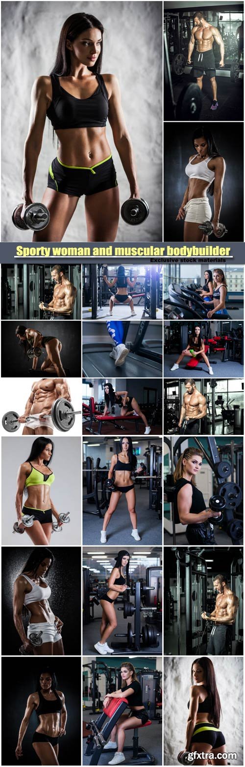 Sports men and women in the gym