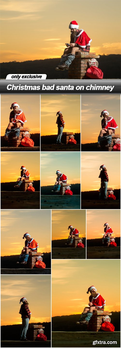 Christmas bad santa on chimney - 12 UHQ JPEG