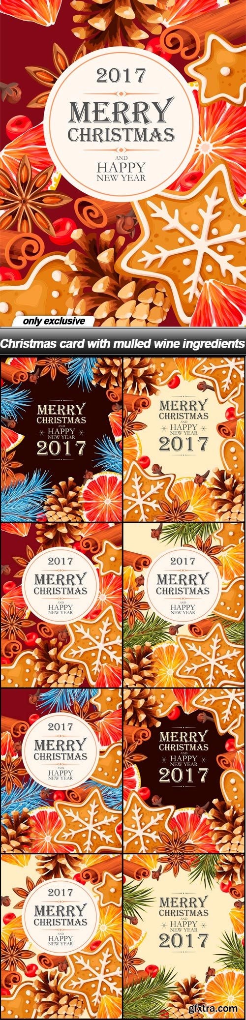 Christmas card with mulled wine ingredients - 8 EPS