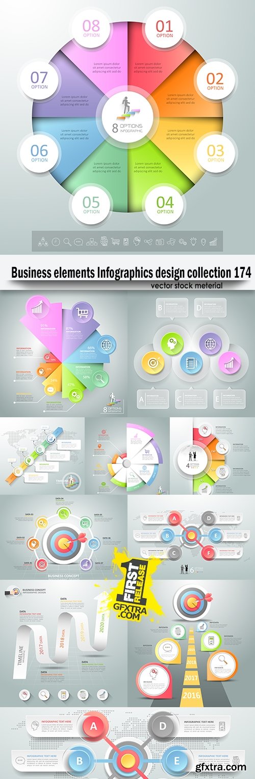 Business elements Infographics design collection 174