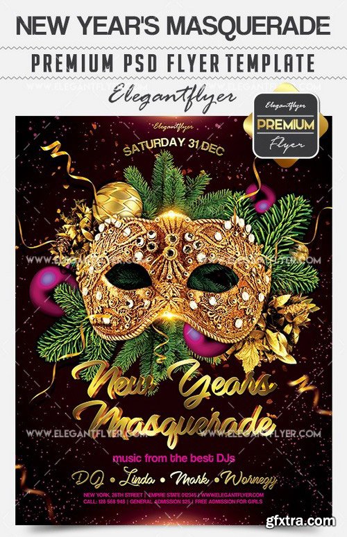 New Year’s Masquerade – Flyer PSD Template + Facebook Cover