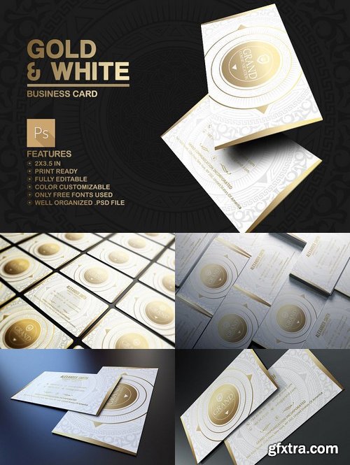 CM - Gold And White Business Card 496436