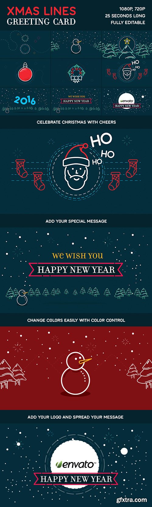 Videohive Xmas Lines Greeting Card 13488432