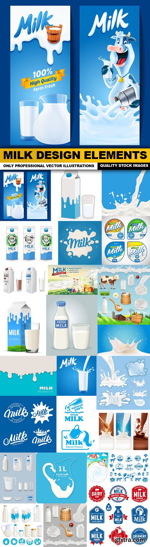 Milk Design Elements - 25 Vector