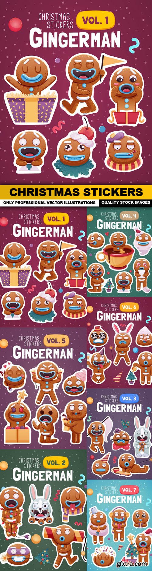 Christmas Stickers - 7 Vector