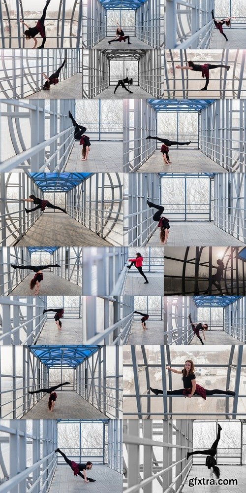 Sports woman doing stretching outdoors