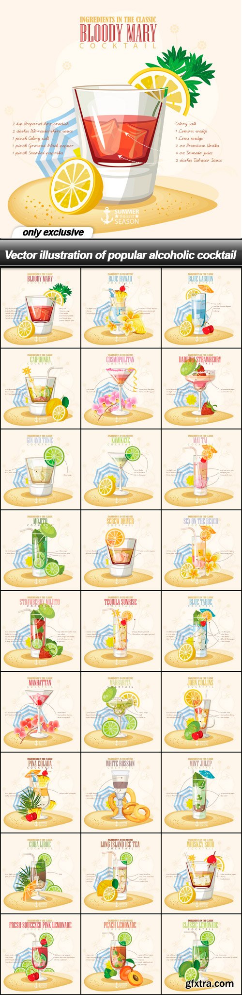 Vector illustration of popular alcoholic cocktail - 27 EPS