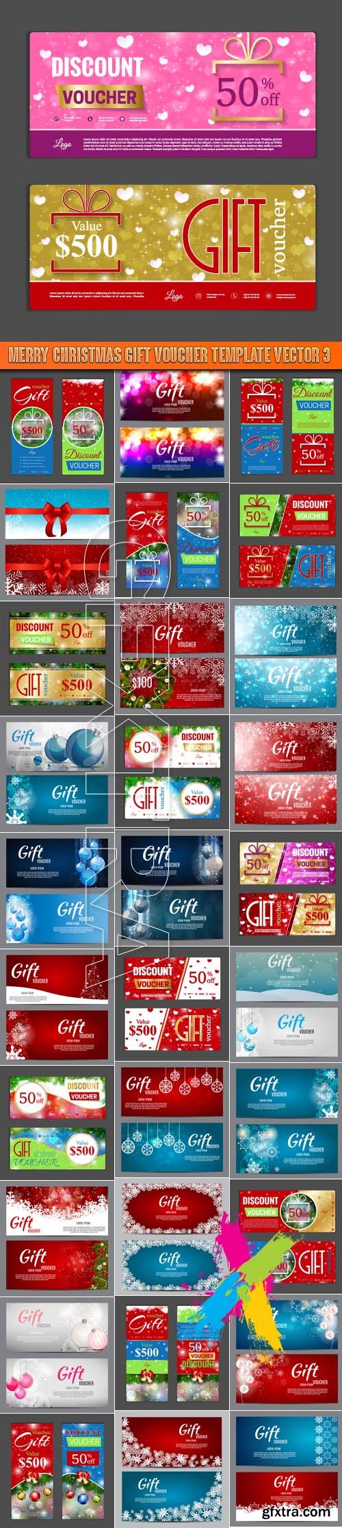 Merry Christmas Gift voucher template vector 3