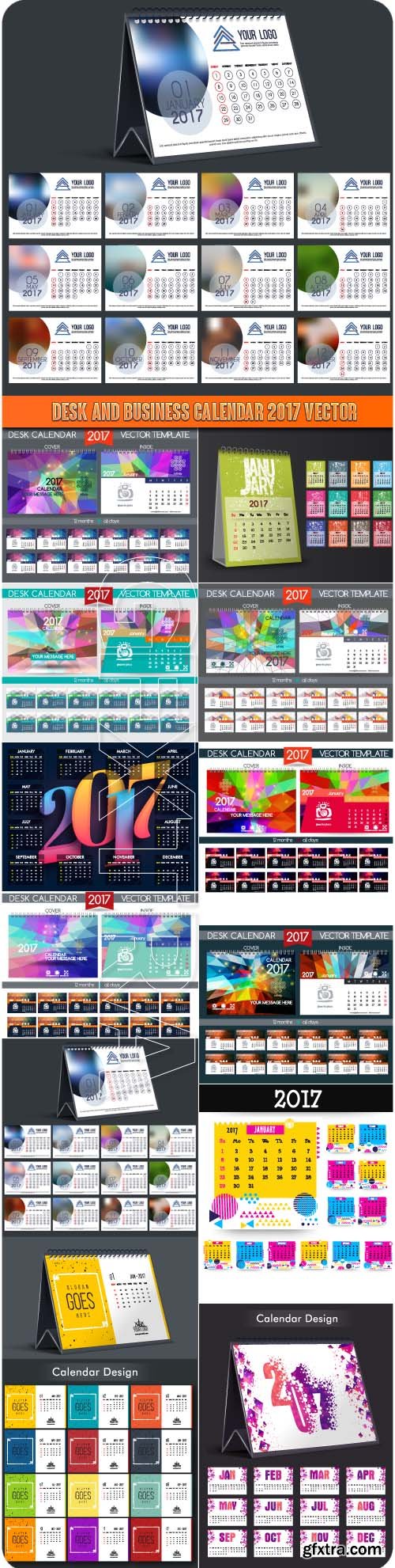 Desk and Business Calendar 2017 vector