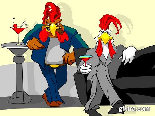 Rooster illustration - 8 UHQ JPEG