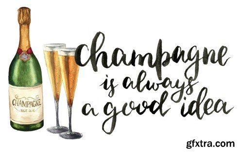 Illustration of champagne - 5 UHQ JPEG