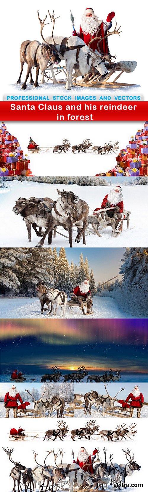 Santa Claus and his reindeer in forest - 9 UHQ JPEG