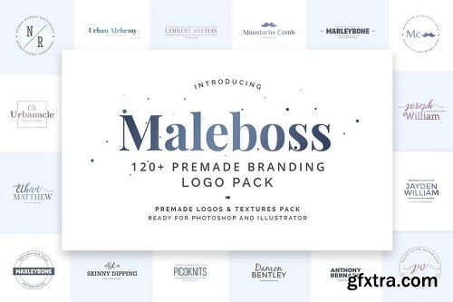 CreativeMarket Maleboss Premade Branding Logo Pack 1097423