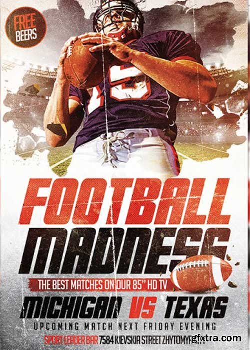 Football Madness V7 Premium Flyer Template + Facebook Cover