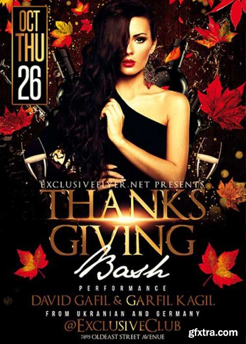 Thanksgiving Bash V3 Premium Flyer Template + Facebook Cover