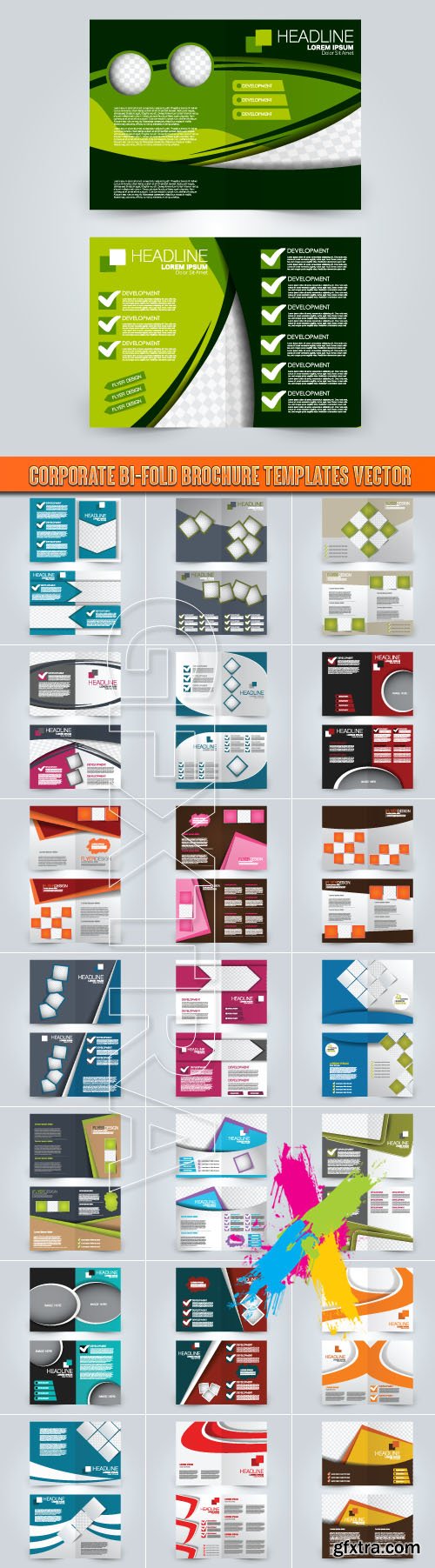 Corporate bi-fold brochure templates vector