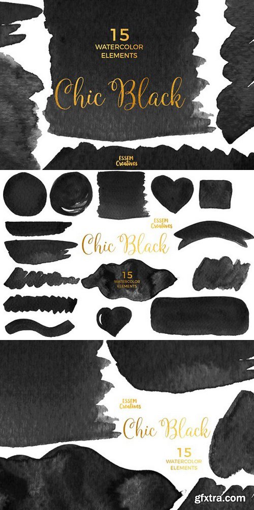 CM - Black Watercolor Splash Clipart 1088533