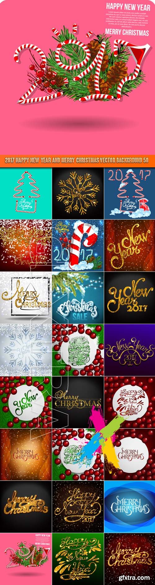 2017 Happy New Year and Merry Christmas vector background 50