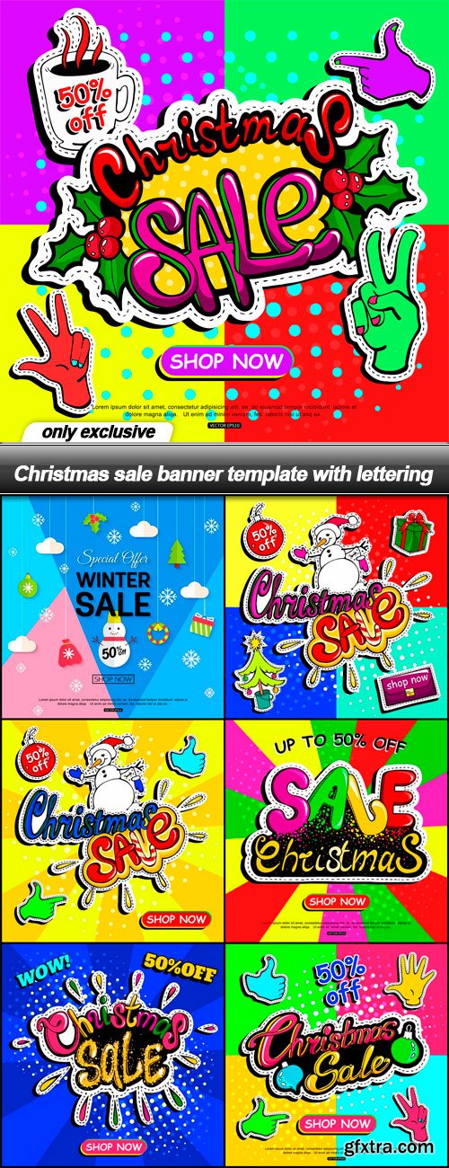 Christmas sale banner template with lettering - 7 EPS