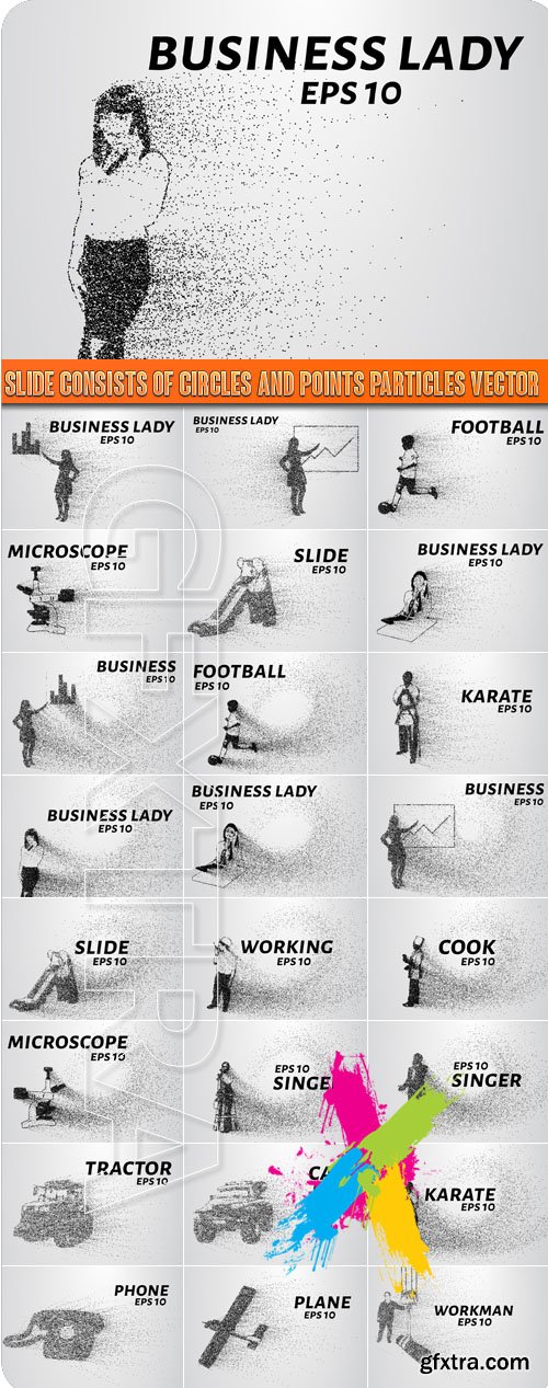 Slide consists of circles and points particles vector