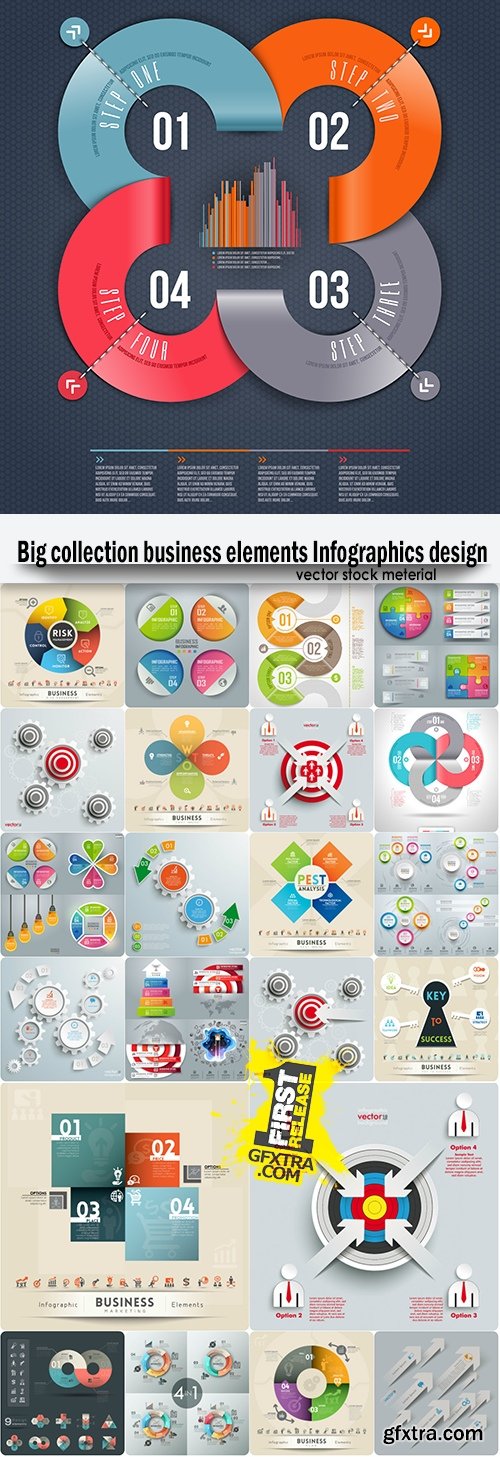 Big collection business elements Infographics design