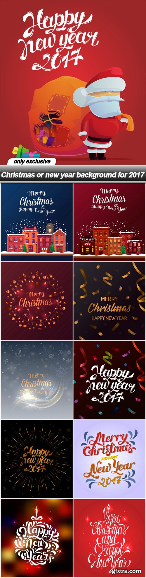 Christmas or new year background for 2017 - 11 EPS