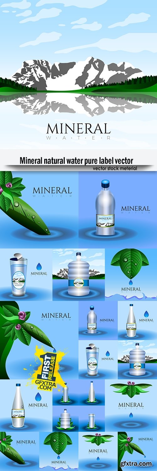 Mineral natural water pure label vector