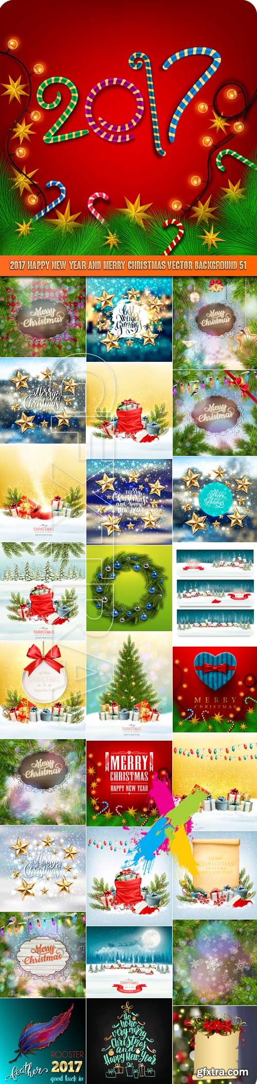 2017 Happy New Year and Merry Christmas vector background 51