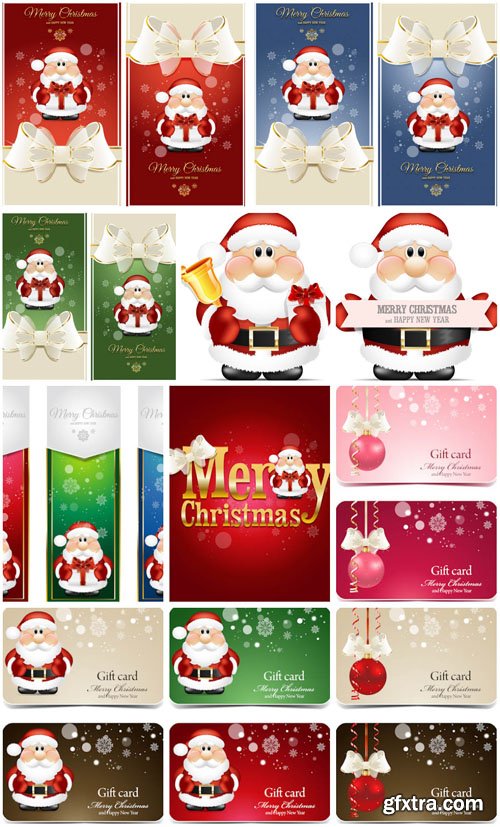 Christmas Cards Vector With Santa