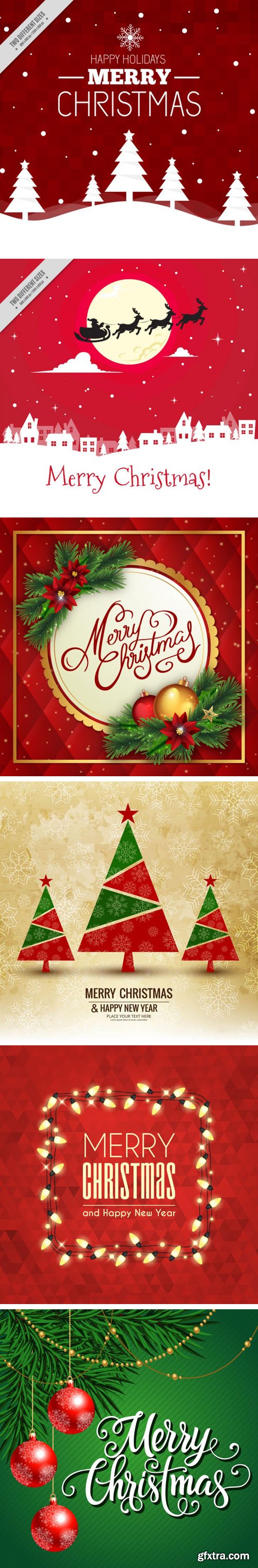 6 Christmas Backgrounds Design Vector